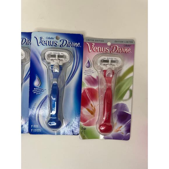 Lot of 4 Discontinued Venus Divine Sealed Razors Blue Pink Purple Y2K 2000s New - Picture 3 of 6